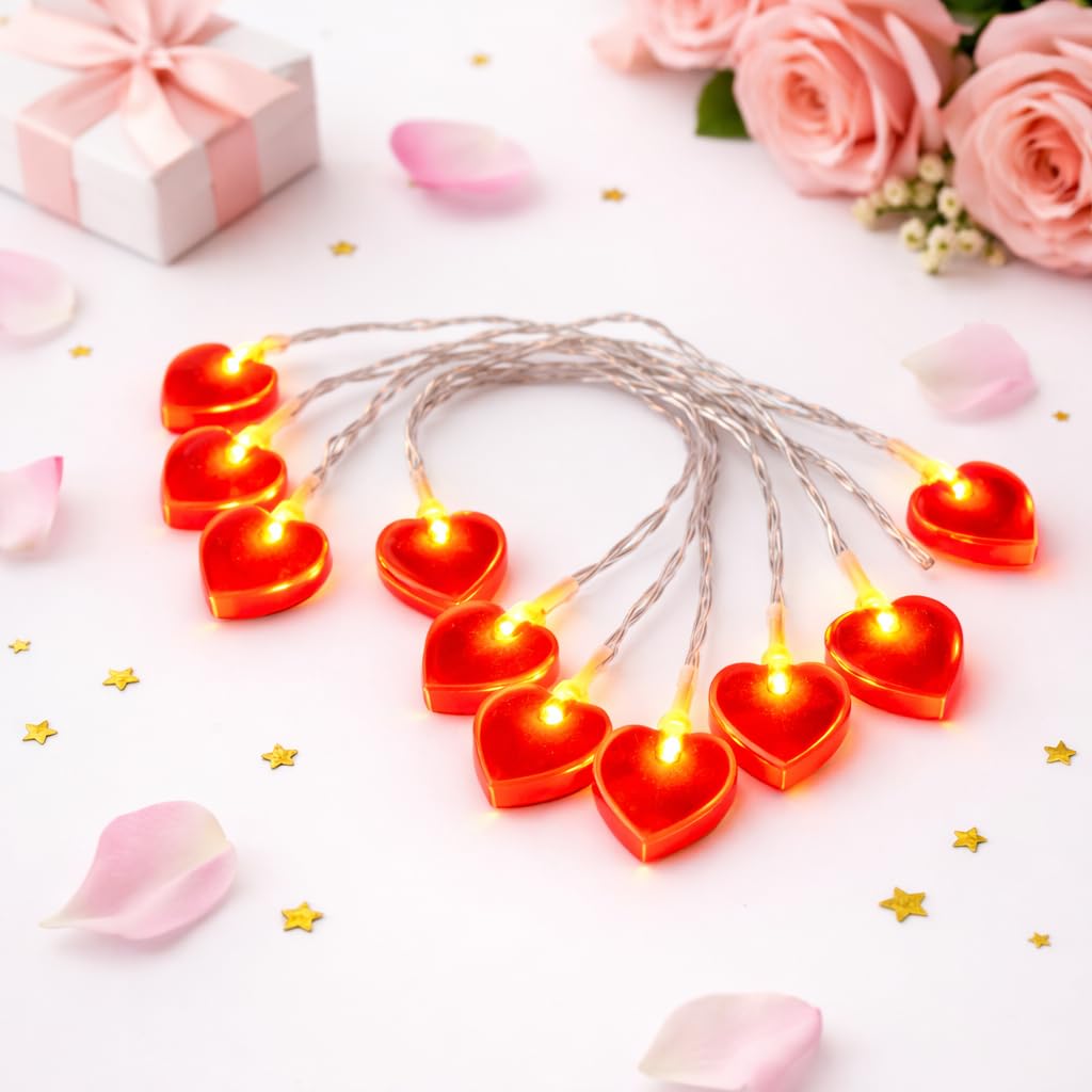 The Glowhouse Red Heart String Lights Battery Operated