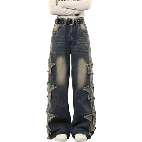 YuanJuli Jeans For Women Ladies Fashion Loose All Ripped