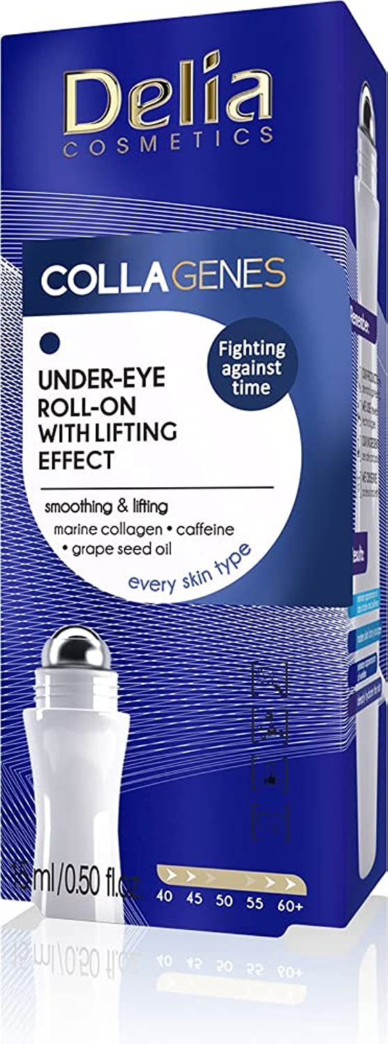 Delia Cosmetics - Collagen Eye Roll On with Smoothing and Lifting Effect - Radiant, Youthful Appearance - all Skin Types - Hyaluronic Acid - Minimizes Wrinkles & Dark Circles - Moisturizing Treatment - Anti Aging - 15ml