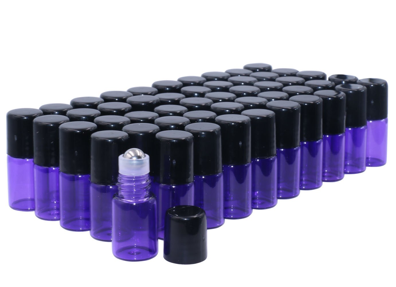 Glass Roller Bottles, 50 Pack 2ml (5/8 Dram)Tiny Rollon