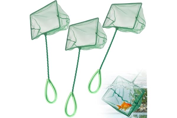 3 Pack Fish Net Aquarium Fine Fishing Mesh with Plastic Handle, 6-Inch