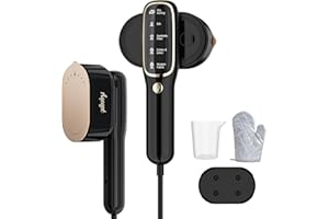 AQEQPT Steamer for Clothes, Travel Portable Handheld Turbo Steamer 5Mode Smart Display, 15s Heat-up Horizontal & Vertical Wrinkle Removal, Dual Function Wet/Dry Iron, Home Travel Use(GraphiteBlack)