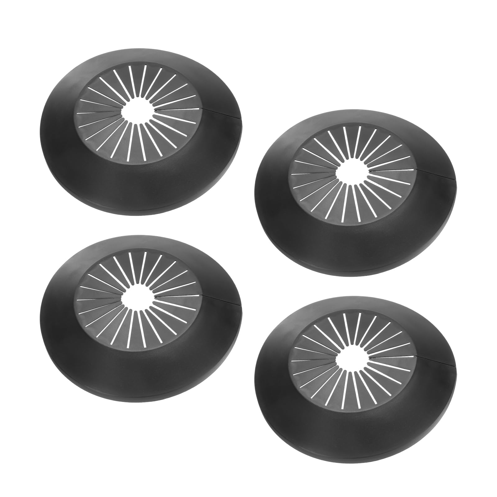 PATIKIL Water Pipe Cover Decoration Fit 1.18"-2.17"(30-55mm), 4 Pcs Flange Water Pipe PP Plastic Escutcheon Plate Collar Drain Line Cover Radiator for Wall Pipe Tube Decor, Black