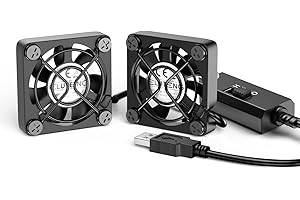ELUTENG Dual 40mm USB Fan with 3 Speeds Adjustable 5V PC Fan Max 5500RPM 40mm * 40mm * 25mm Mini Case Fan Quiet Computer Fan Compatible for PC, TV Box, Router, Xbox, PlayStation