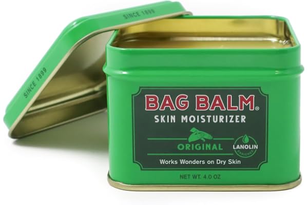 Bag Balm Vermont's Original Skin Moisturizer - Full Body Hydrating Skin Care: Dry Hands, Lips, Face, Feet & More - Unscented, Cruelty & Paraben Free - Day & Night, Men & Women (4oz Tin, Made in USA) | camping-soaps-and-shampoos