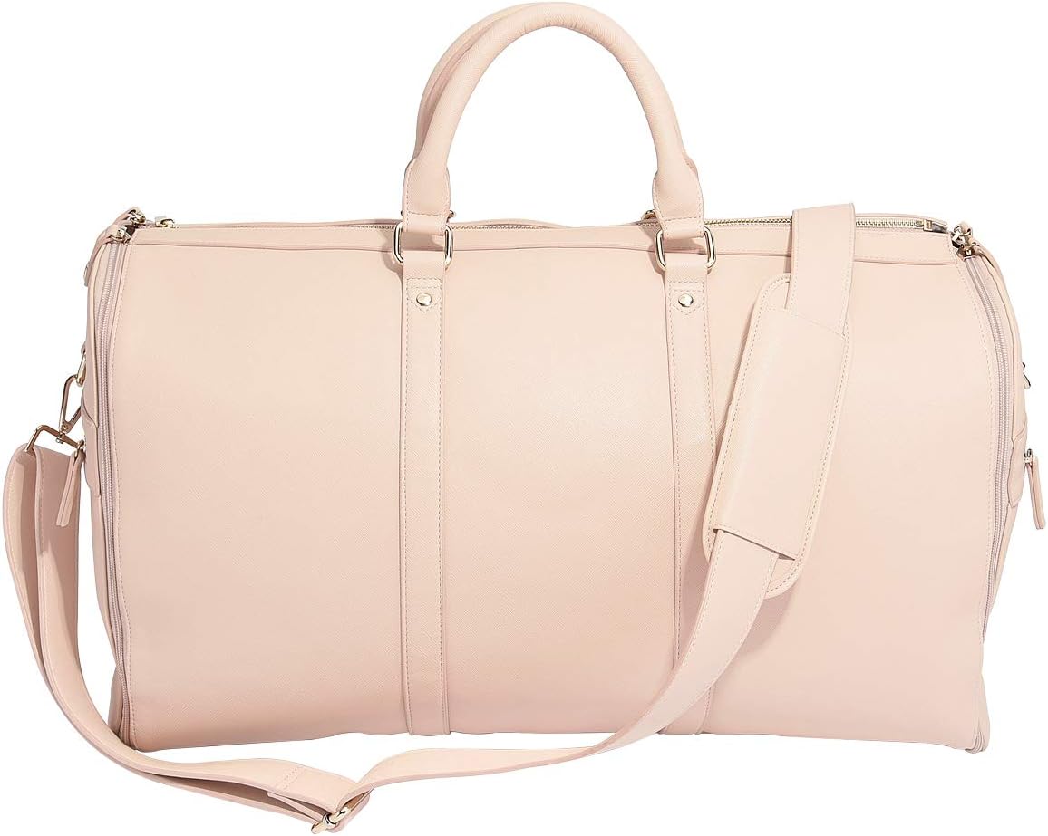 blush pink luggage