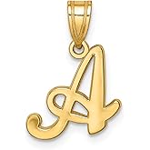 14k Yellow Gold Script Letter A Pendant for Women - Cursive Initial Charm Necklace with Polished Finish, Elegant Alphabet Pendant Jewelry, Classic Monogram Necklace, Dainty Gold Name Charm