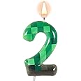 lasuroa TNT Themed Birthday Candles for Cake, Green Number Birthday Candles Pixel Birthday Candles TNT Cake Toppers for Birthday Wedding Baby Shower Video Game Party Supplies Decoration (Number 2)