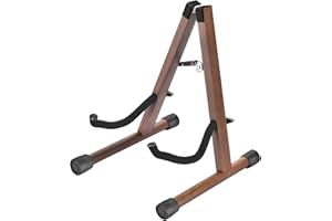 DOMMI Wood Electric Guitar Stand With Non-Slip Rubber and Soft Foam Arms - Portable Folding A-Frame for Acoustic Guitars, Easy Assembly, Floor Display for Travel