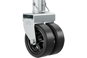 TOWKING 2,500lbs Dual 6" Trailer Jack Swivel Caster with Upgraded Spoked Wheels and Reinforced Bracket, Silver