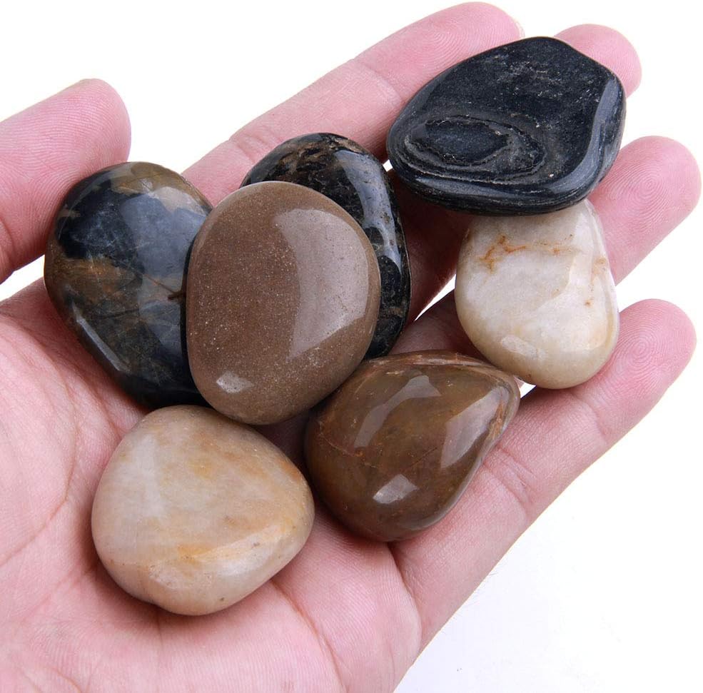 5 Pounds River Rocks, Pebbles, 1-2 Inches Garden Outdoor Decorative Stones, Natural Polished Mixed Color Stones: Home & Kitchen