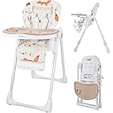 LIVINGbasics 3-in-1 Baby High Chair, Portable Foldable Dining Seat with Adjustable Food Tray & Footrest, 6-Position Adjustabl