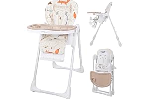 LIVINGbasics 3-in-1 Baby High Chair, Portable Foldable Dining Seat with Adjustable Food Tray & Footrest, 6-Position Adjustabl