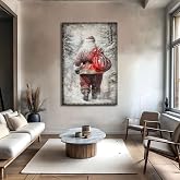 TAILORED CANVASES Vintage Santa Claus Christmas Canvas Wall Art, Rustic Holiday Décor Featuring Classic Santa Scene in Snow, Large Farmhouse Vintage Wall Art for Living Room or Entryway 12x18