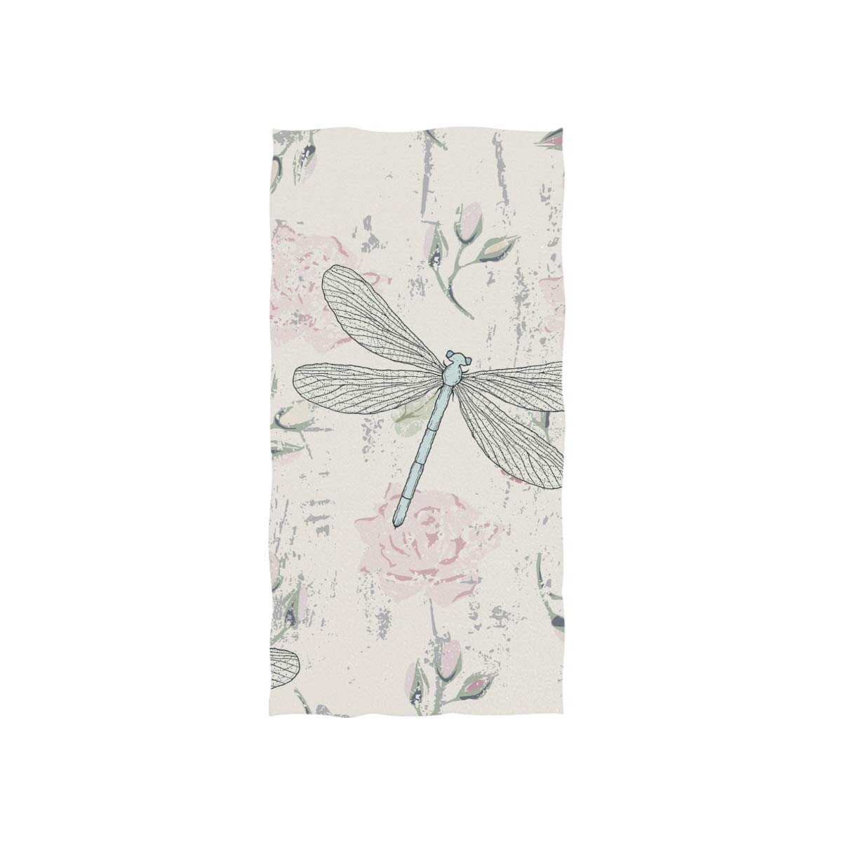 senya Grungy Floral Dragonflies Hand Towel Ultra Soft Luxury Towels for Bathroom 30"x15" — image 1