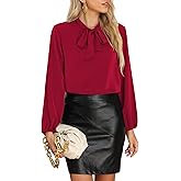 CZYINXIAN Womens Dressy Chiffon Blouse Business Work Casual Tie Neck Shirt Tops