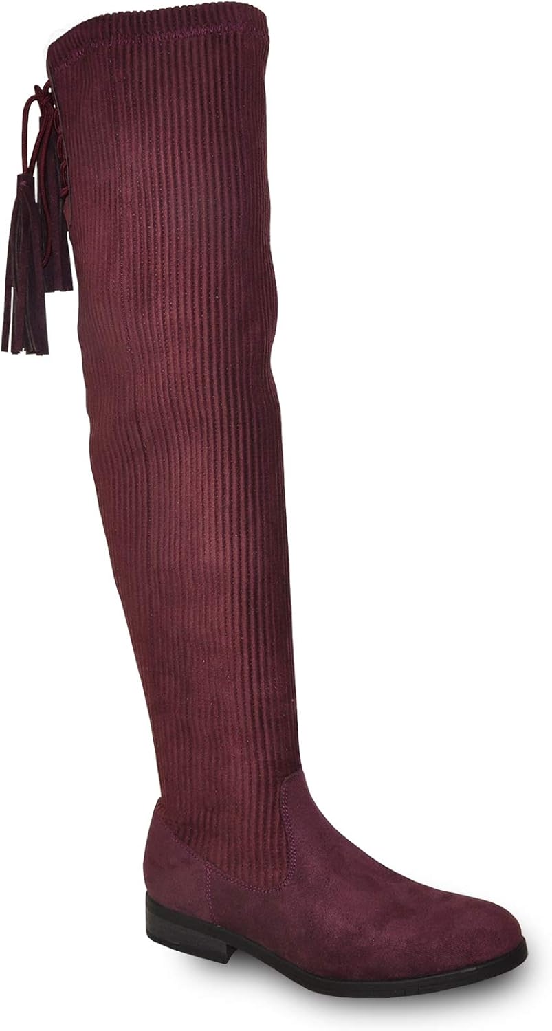 grey over the knee boots flat