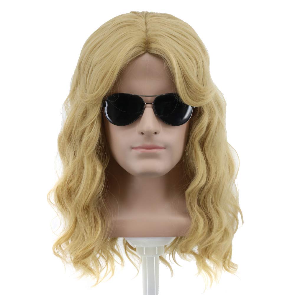 Yuehong Men Long Curly Blonde Wig Movie Anime Cosplay Party Hair Heat Resistant Synthetic Fibers Soft Durable Breathable Wig โ image 1