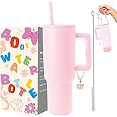 Sanilinwild 40 oz Tumbler with Handle Straw and Accessories, Drop & Abrasion Resistant, Vacuum Double-Layer Insulation, Ideal for Camping, Fitness, Outdoor Use