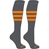 Mk Socks Striped Knee High Baseball, Football Socks (A) Granite, TN Orange