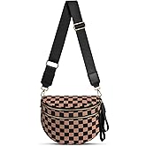 Checkered Nylon Crossbody Bag Bum Bag for Women Mom Spacious Checkered Crossbody Purses Shoulder Handbag
