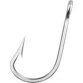Fishing Hooks Saltwater Tuna Hooks,15pcs 6X Strong Stainless Steel Big Game Trolling Hooks Forged Ringed Extra Ultra Sharp Size 5/0-13/0