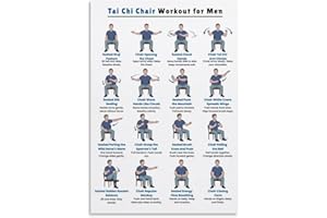Tai Chi Chair Workouts for Men Poster, Exercise Chart Wall Art for Home Gym, Office, Studio Decor(Unframed,12X18inch(30X45cm)