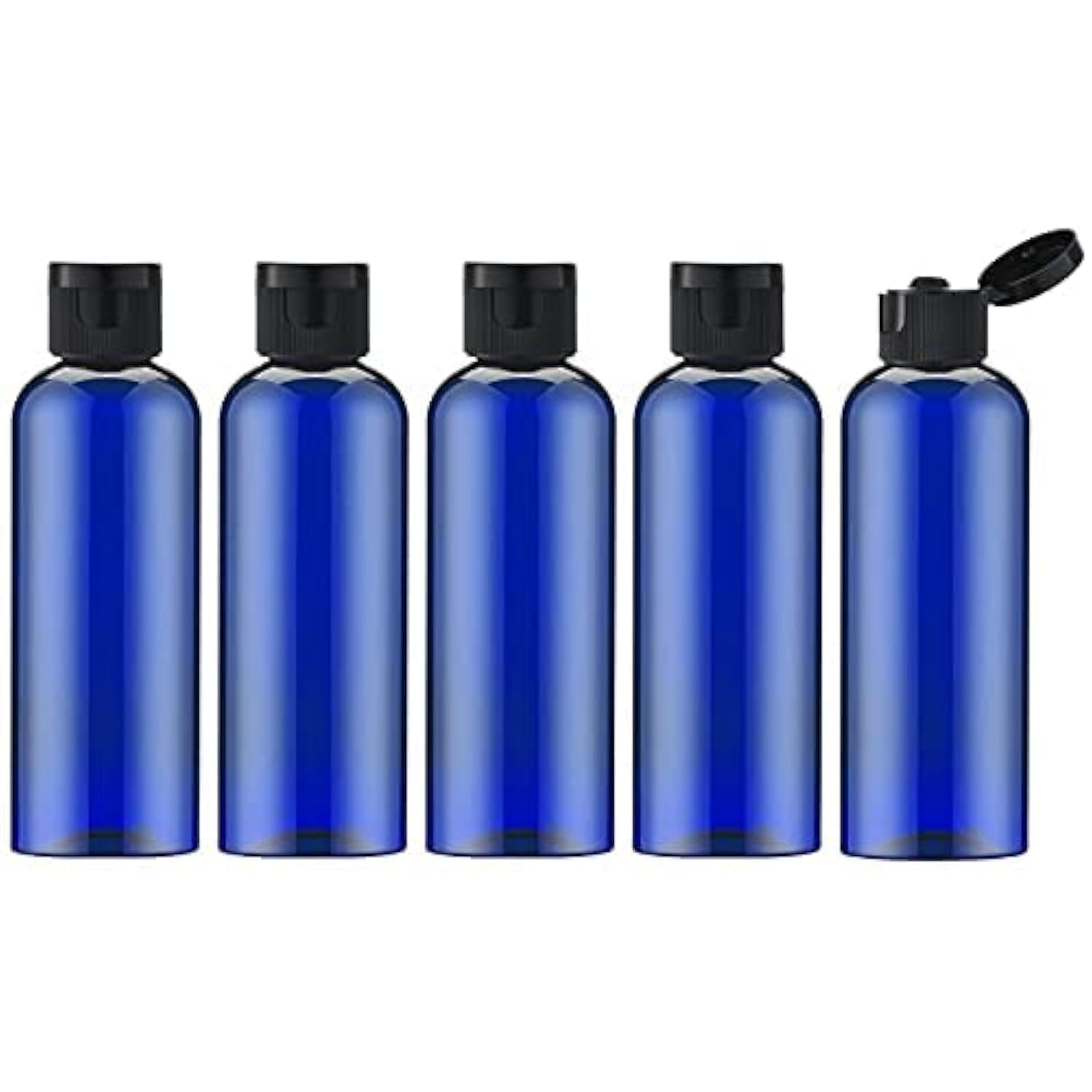 Toureal 100ml Travel Bottles for Toiletries - Empty Small Plastic Shampoo Bottles for Liquid - Refillable Containers for Travelling - Mini Size Dispenser with Flip Cap Conditioner Airport Blue 5 Pcs