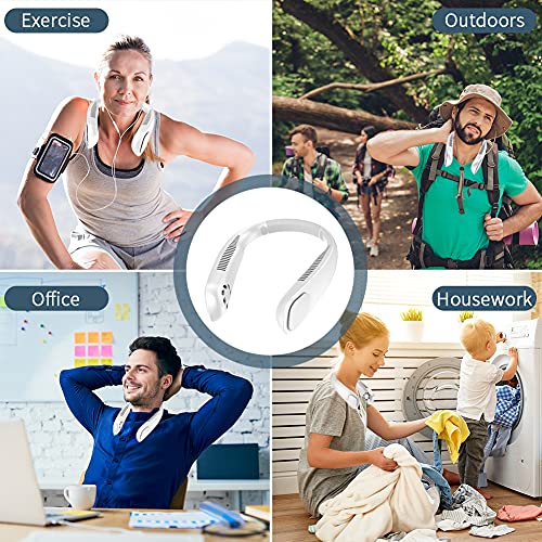 VOLADOR Portable Neck Fan, Hands Free Bladeless Hanging Sport Fan, 9600mAh USB Rechargeable Battery Wearable Personal Fan, 3-Speed Portable Quiet Neck Fan for Sports, Office and Outdoor