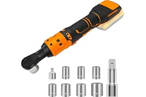 BYCZONE 3/8" Cordless Ratchet Wrench Compatible with DEWALT 20V Battery, Electric Power Ratchet, Variable Speed Trigger, 45 Ft-lbs 400 RPM Wrench Tool, 7 Sockets, 1/4" Adapter & 3" Extension Bar (Tool Only)