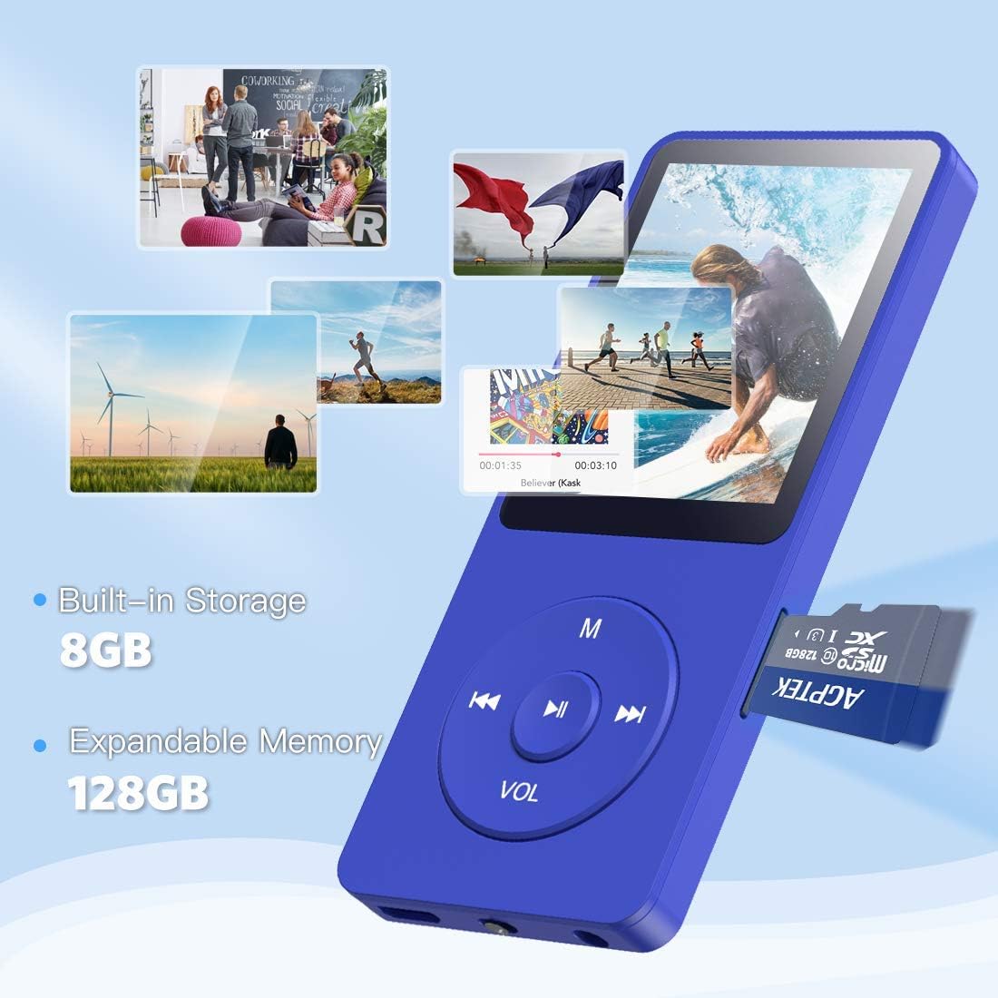 AGPTEK MP3 Player, 16GB Lossless MP3 with 1.8 Inch Screen, 70 Hours Playback, Supports FM Radio, Pictures, Recording, E Book - Image 5