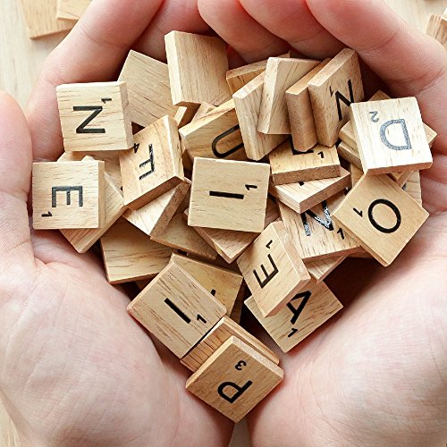 image for QMET Scrabble Letters for Crafts - Wood Scrabble Tiles-DIY Wood Gift D