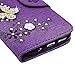YOKIRIN Galaxy S8 Wallet Case, Luxury 3D Handmade Crystal Rhinestone Case Embossed Double Bling Butterfly PU Leather with Wrist Strap Stand Credit Card ID Holders Skin for Samsung Galaxy S8, Purple