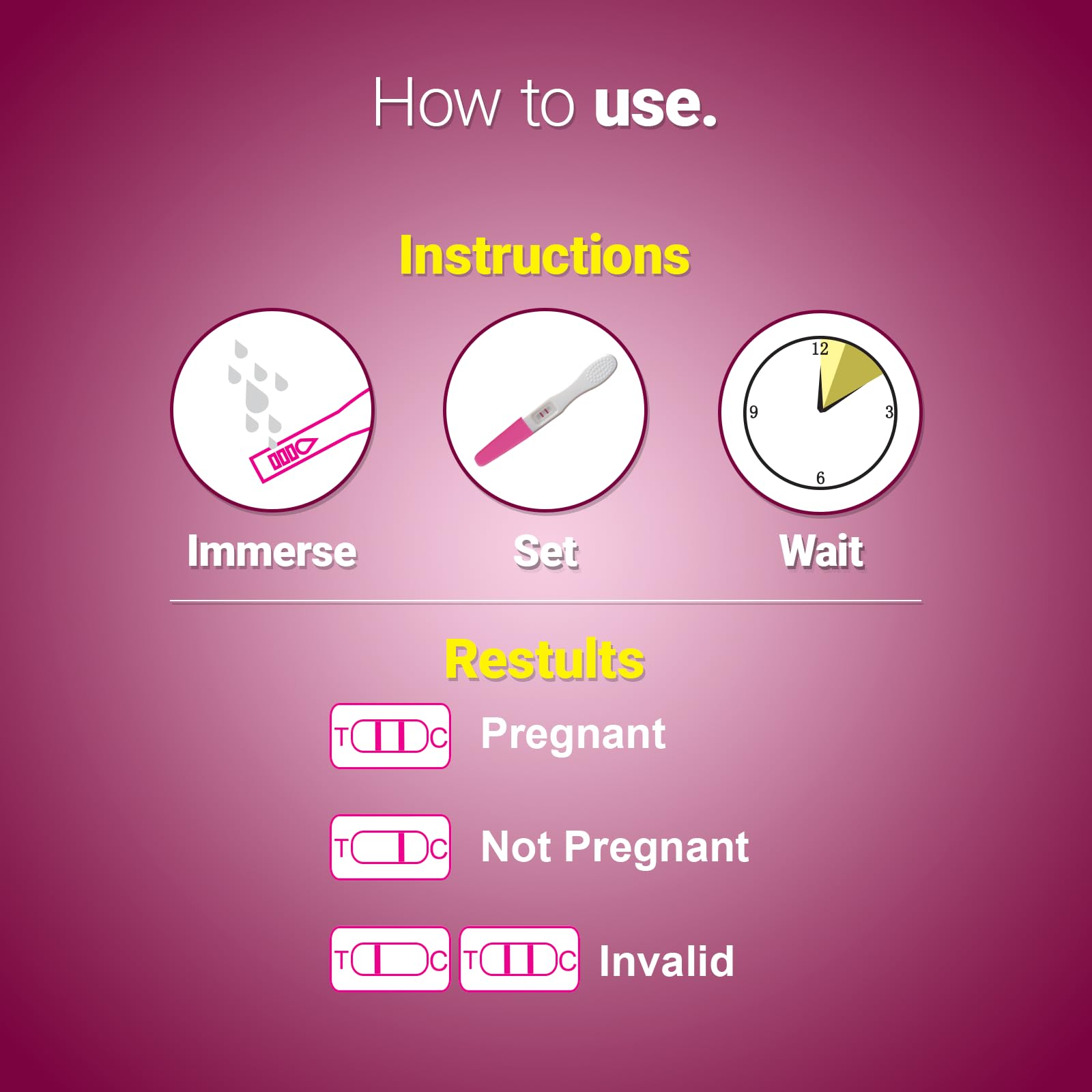 Pregnancy Test Midstream hCG Pregnancy Test Strips Kit, Early Home Detection, Rapid & Easy, Clear Result, Over 99% Accuracy, Individually Wrapped (3 Tests)