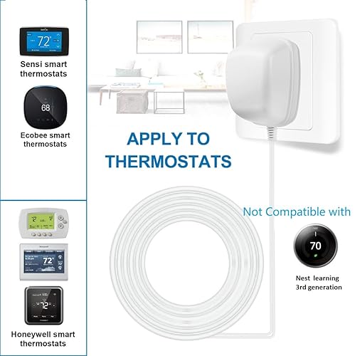 24 Volt Power Adapter/Transformer,C-Wire Adapter Thermostat