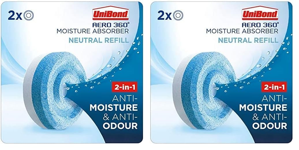UniBond AERO 360° Moisture Absorber Neutral Refill Tab, ultra-absorbent and odour-neutralising, for AERO 360° Dehumidifier, Condensation Absorbers, Twin Pack (2 x 450g) (Pack of 2)