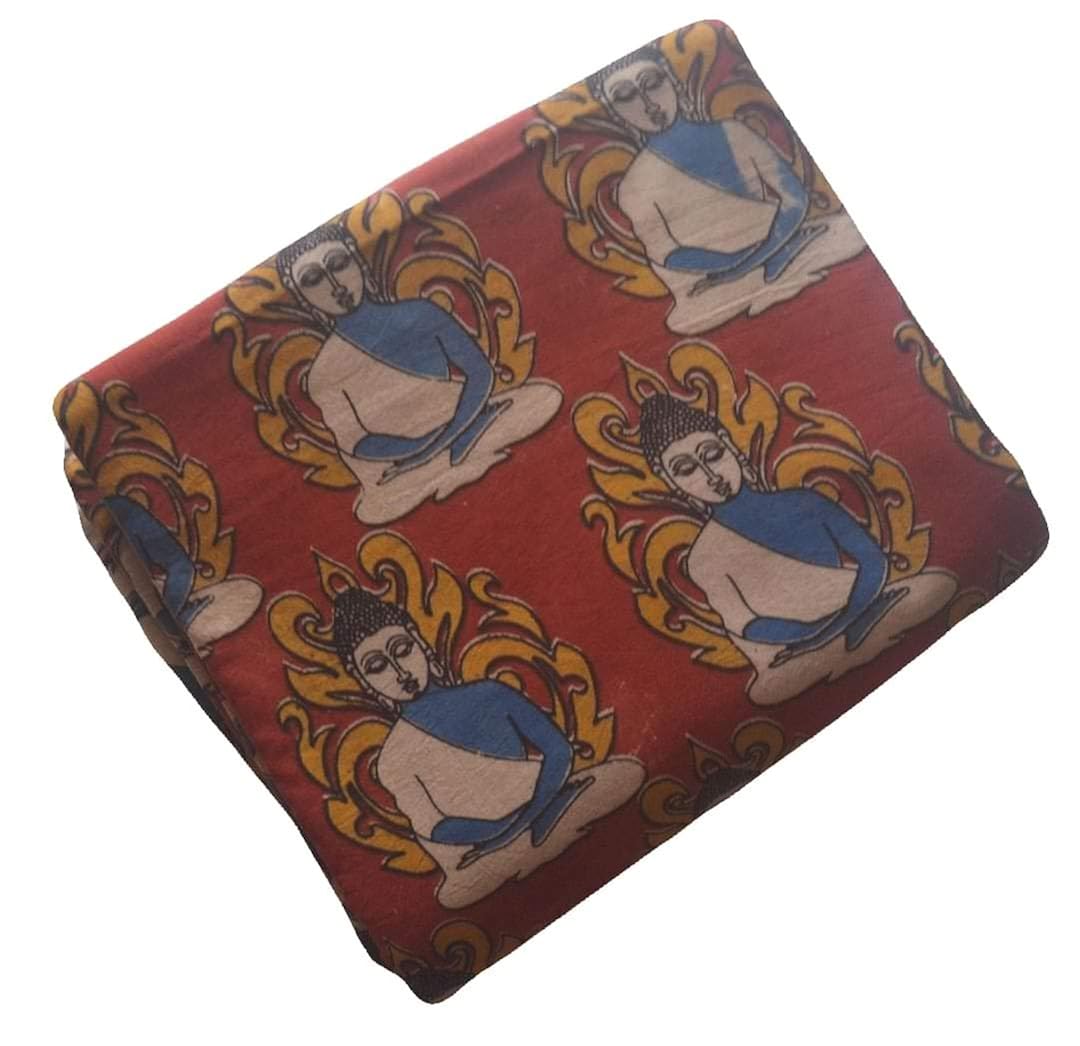 generic women's kalamkari cotton unstitched blouse piece 100 cms (pere-kkbp-022,red,free size)