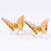 Arikyrist 2 pcs Crystal Golden Butterfly Gifts for Women Butterflies Lovers Glass Butterfly Figurines Animal Statues for Desk Office Home Decor