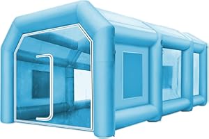 VEVOR Inflatable Paint Booth, 33x16.4x11.5ft, Inflatable Booth with 2 Powerful Blowers, Inflatable Spray Booth with Filter System, Portable Car Paint Booth for Car Parking Tent Workstation