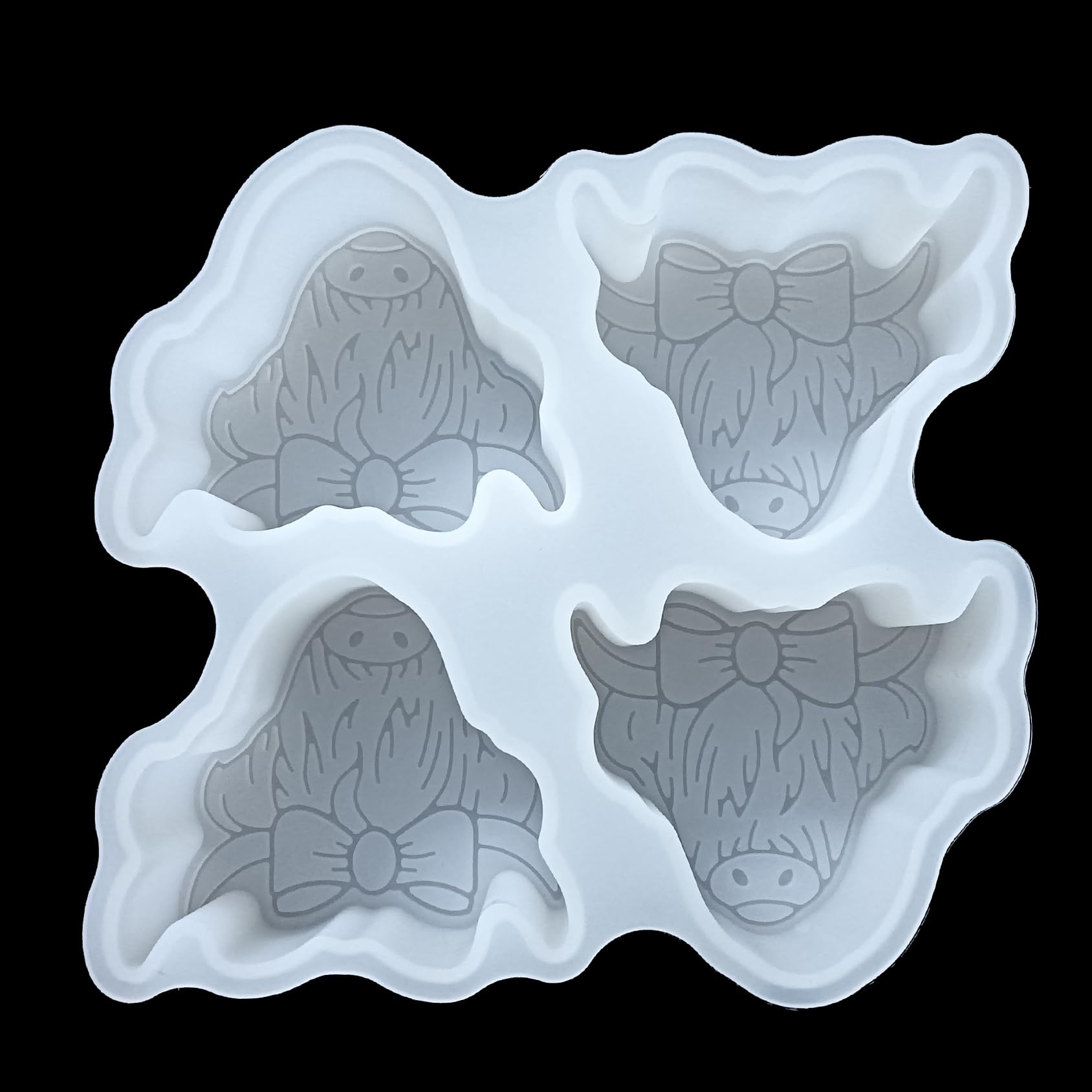 Photo 1 of ?300+ Design Optional? Fuehbur 4 Cavity Highland Cow Shape Freshie Mold, Silicone Epoxy Resin Molds for Car Freshies, Aroma Beads, Soap Candle Pendant Mold-Oven Safe