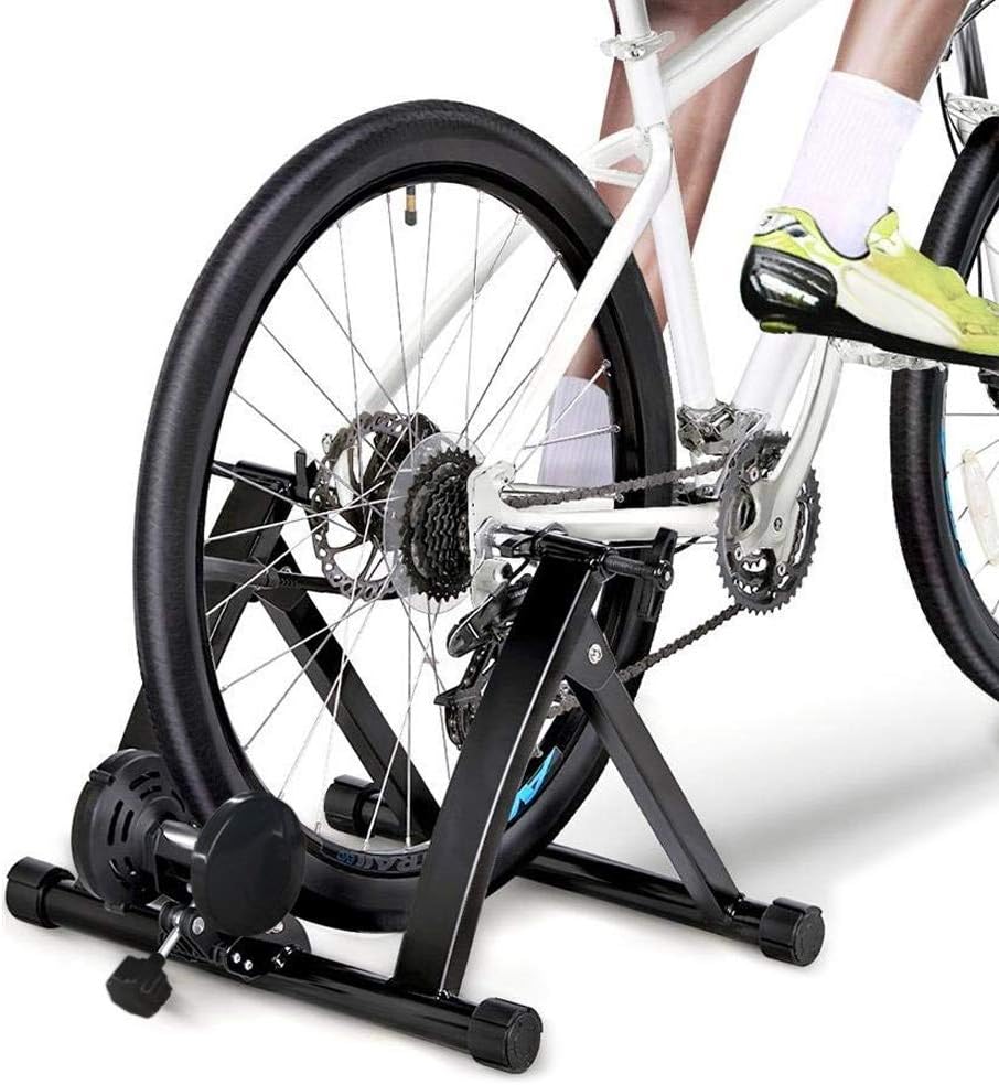 RollingBronze Bike Trainer, Magnetic 8 Resistance Level Indoor Bike Trainer Bicycle Stand Holder Stationary Black Indoor Riding