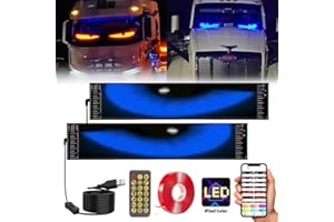 MIMIRGB Led Eyes for Car/Truck Windshield,Programmable Scrolling LED Display USB DC 5V/2A,Dynamic Big Eye Lights for Windshield with APP Control and Remote Controller(23"x5"- 2PCS)