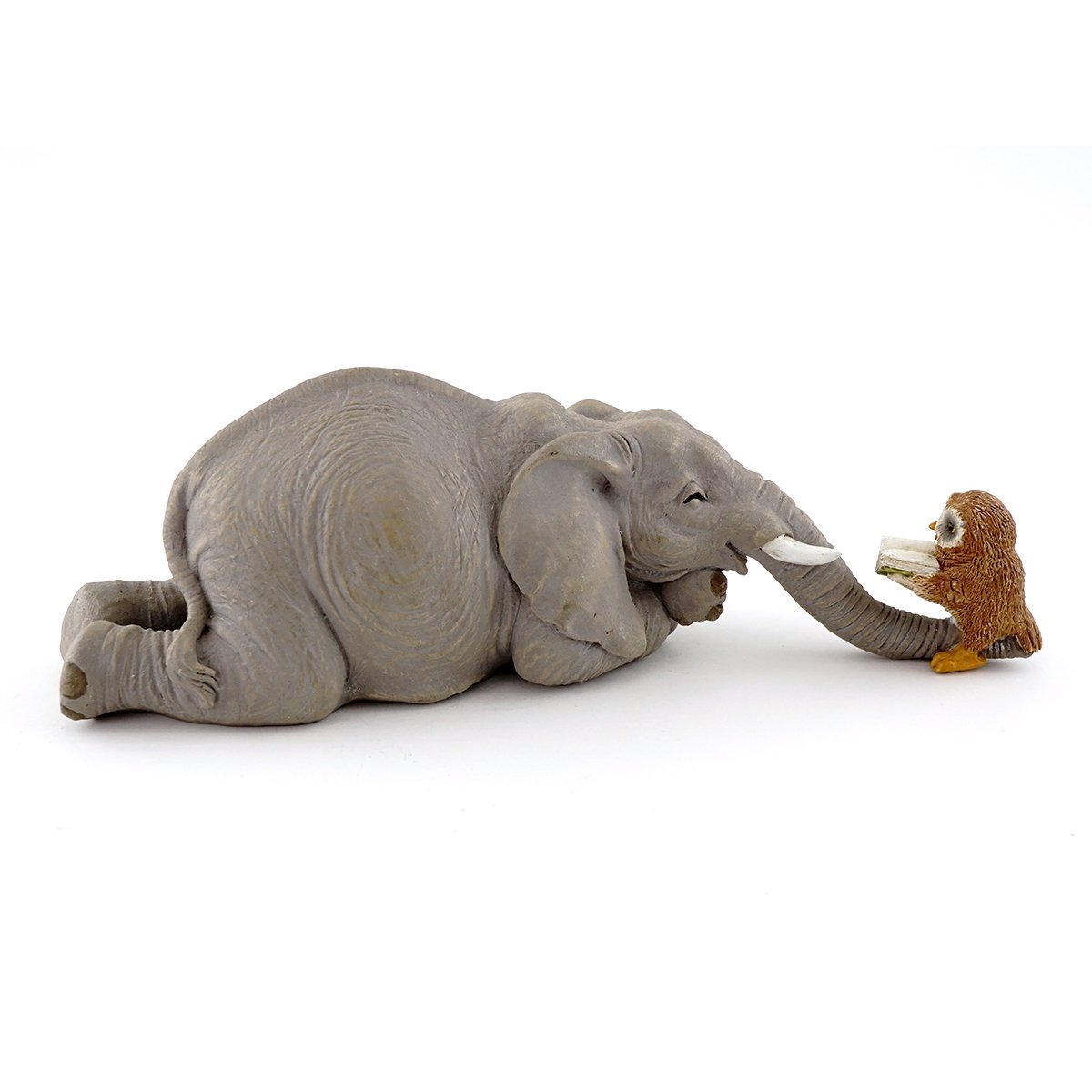 Top Collection Miniature Garden Elephant Reading Book with Owl