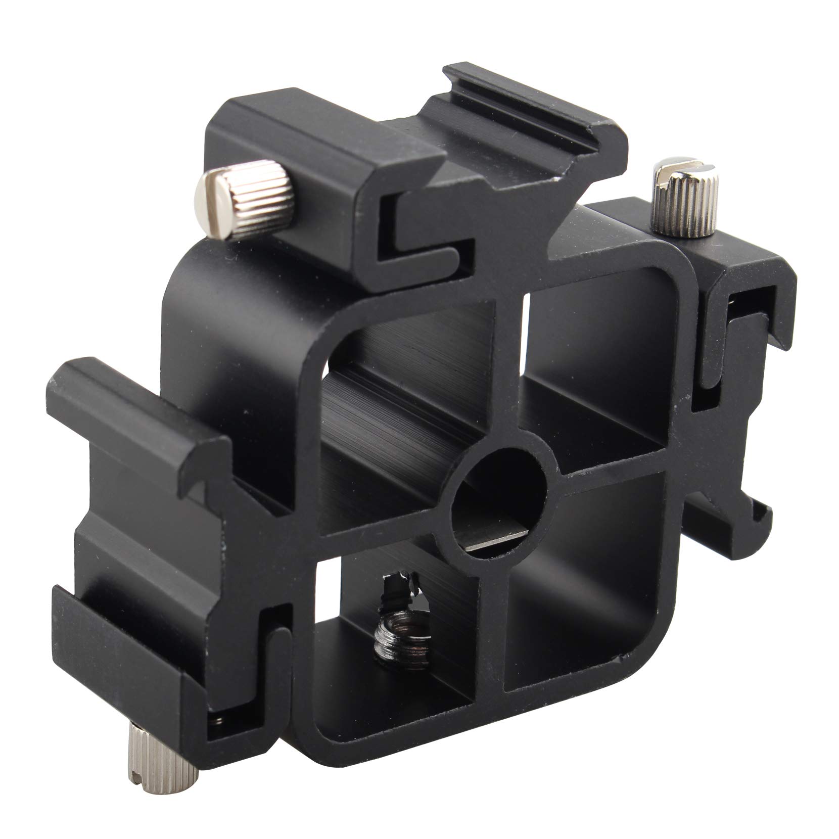 Jopto Multi-Functional Bracket Triple Cold Shoe Flash Stand Bracket Aluminium Camera Umbrella Bracket Holder Shoe Mount Extension Adjustable Hot Shoe Adapter for Speedlight Monitor Microphone Recorder