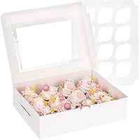 Moretoes Cupcake Boxes 15 Packs White Cupcake Containers 12 Count with Windows and Inserts to Fit Muffins, Cupcake Carrier fo