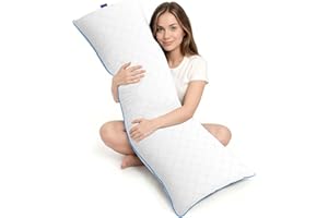 YZ HOME Long Body Pillow for Adults - Firm Body Pillow Insert with Shredded White Memory Foam, Adjustable Height, Soft Support for Side Sleeping, Pregnant Women, Washable (White, 20x54 Inch)