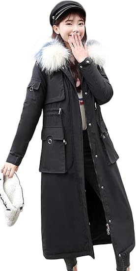 Amazon Shuming 中綿コート レディース 厚手 スリム ロングコート ファー フード付き 裏ボア コート あったかロング丈 防寒 おしゃれ 中綿 モッズコート 冬 大きいサイズ コート ジャケット 通販