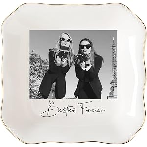 GAAUSIU Ship Next Day, Custom Photo Jewelry Dish Ceramic Ring Tray – Personalized Graduation Gift for Her, Mother‘s Day Gift