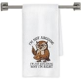 Chicimln Funny Owl Kitchen Towels, Gifts for Owl Loves Decorative Hand Towels for Bathroom, I'm Just Explaining Why I'm Right Dish Tea Towel Drying Cloth for Kitchen Decor, 16x24 Inch