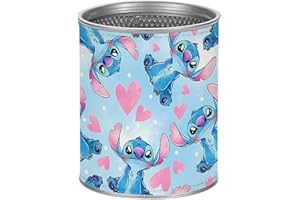 WHLBHG Stitch Fans Gifts Stitch Inspired Leather Metal Pen Holder Stitch is My Spirit Animal Gift Ohana Means Stitch Pen Cup (Stitch blue pink PH)